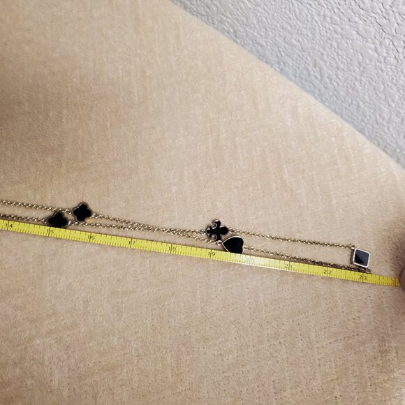 Gold Chain Necklace w/ Black Enamel Symbols - Picture 3 of 3